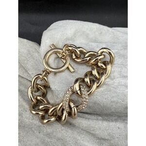 Victorias Secret Gold Tone‎ Bracelet Chain Rhinestone 6.5"